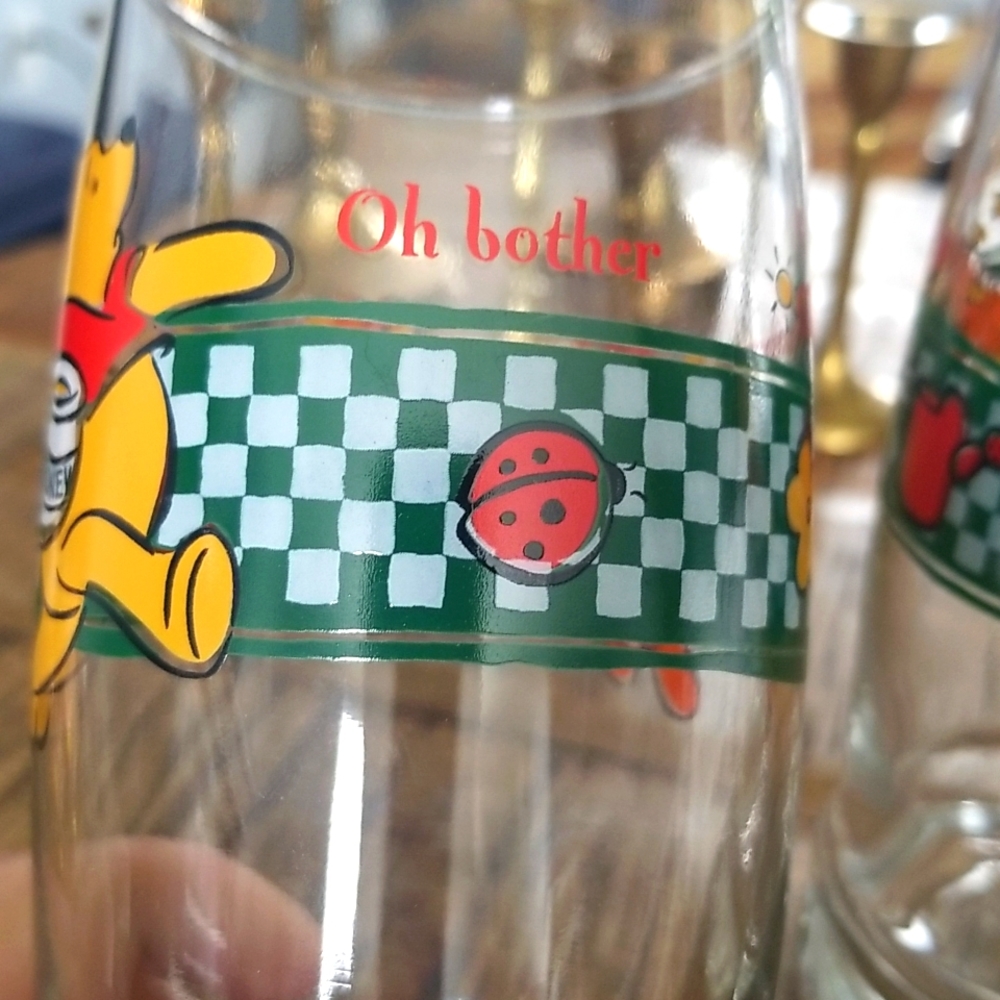 Vintage Set of Two Disney Winnie the Pooh & Tiger Glasses by Anchor Hocking - Picture 5 of 8